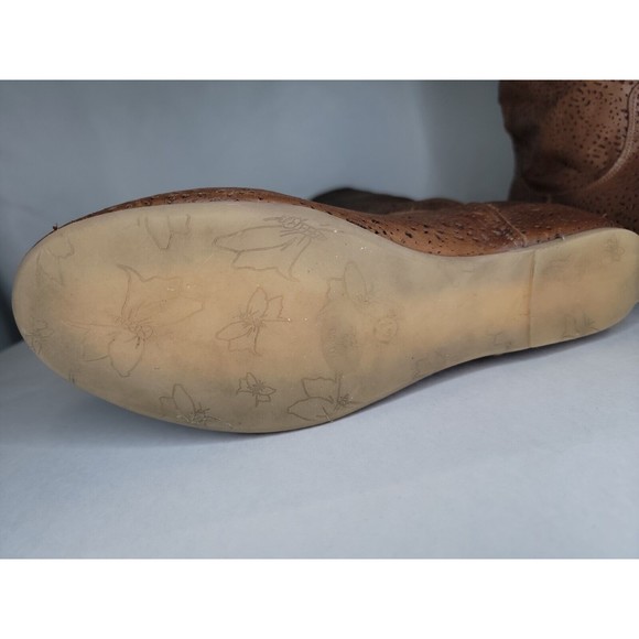 Sundance Stardust Tall Tan Brown Leather Boots Laser cut EU 41, US 9.5 - Picture 7 of 10